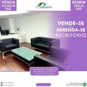 vende-se ou arrenda-se um escritório equipado,no 1°andar,na avenida eduardo mondlane